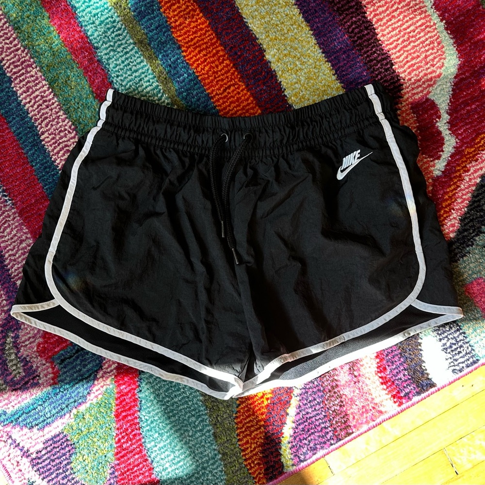 Nike Women's Black and White Athletic Shorts